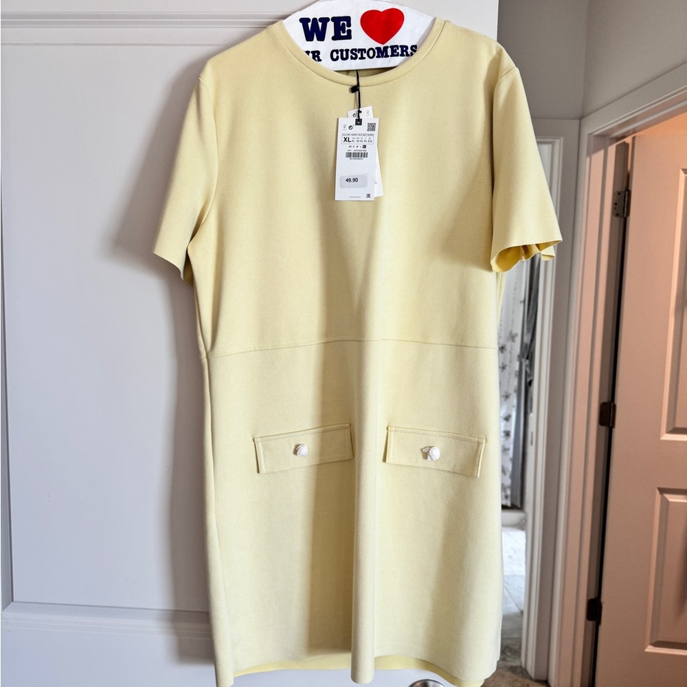 Zara Cream Short Sleeve Mini Dress